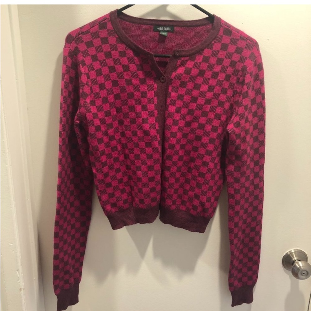 wild fable pink checkered button up